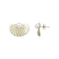 Pendientes en oro con Perla blanca Freshwater (Ornaments by de Melo)