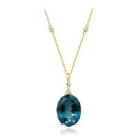Collar en oro con Topacio azul de Londres
