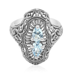 Anillo en plata con Topacio azul cielo