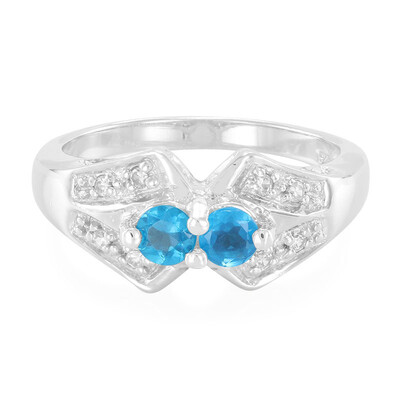 Anillo en plata con Apatita azul neón
