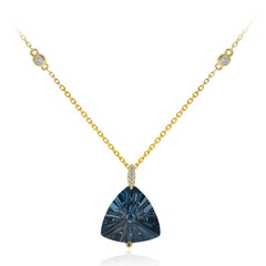 Collar en oro con Topacio azul de Londres
