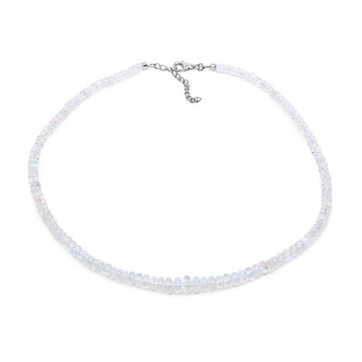 Collar en plata con Piedra de Luna arcoíris