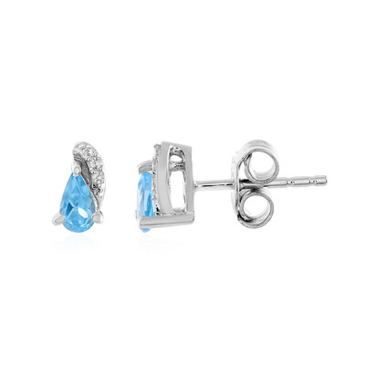 Pendientes en plata con Topacio azul suizo