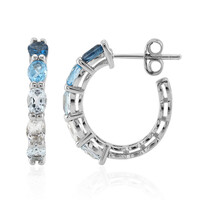 Pendientes en plata con Topacio azul de Londres
