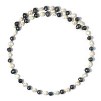 Collar al cuello en acero con Perla freshwater negra (Riya)