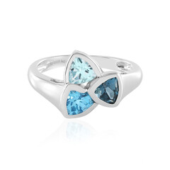 Anillo en plata con Topacio azul de Londres