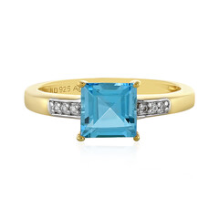 Anillo en plata con Topacio azul suizo