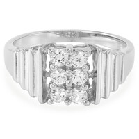 Anillo de hombre en plata con Zafiro blanco