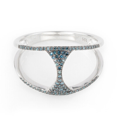 Anillo en plata con Diamante azul