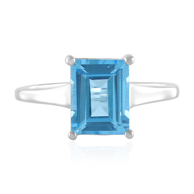 Anillo en plata con Topacio azul suizo