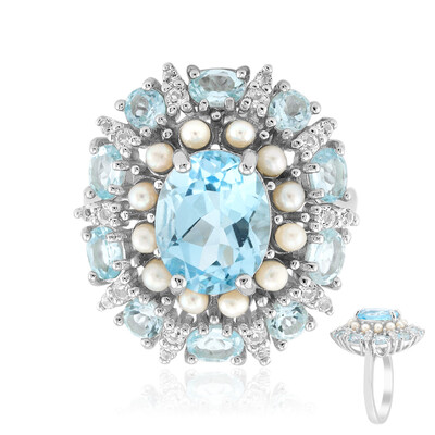 Anillo en plata con Topacio azul cielo