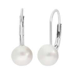 Pendientes en plata con Perla blanca Freshwater