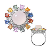 Anillo en plata con Calcedonia rosa