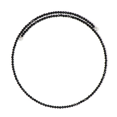Collar al cuello en acero con Espinela negra (Riya)