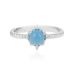 Anillo en plata con Calcedonia azul
