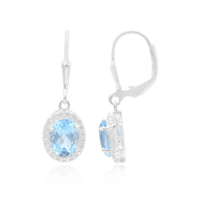 Pendientes en plata con Topacio azul suizo