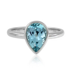 Anillo en platino con Aguamarina de Brasill AAA