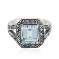 Anillo en plata con Topacio azul cielo