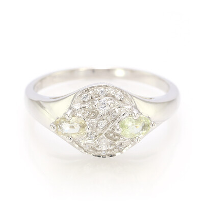 Anillo en plata con Turmalina cuprífera