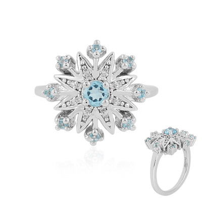 Anillo en plata con Topacio azul suizo