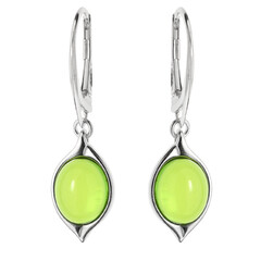 Pendientes en plata con Ámbar colombiano verde