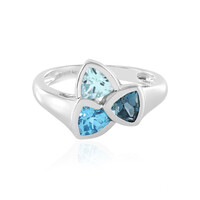 Anillo en plata con Topacio azul de Londres