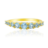 Anillo en plata con Topacio azul suizo