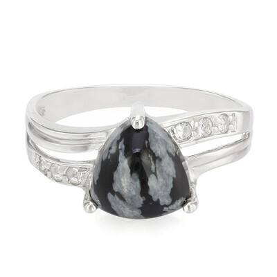 Anillo en plata con Obsidiana Copo de Nieve