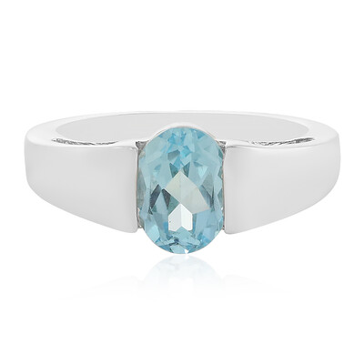 Anillo en plata con Topacio azul cielo