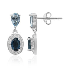 Pendientes en plata con Topacio azul de Londres