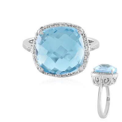 Anillo en plata con Topacio azul cielo