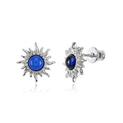 Pendientes en plata con Ámbar colombiano azul (dagen)