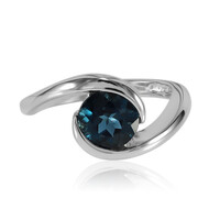 Anillo en plata con Topacio azul de Londres