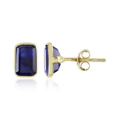 Pendientes en oro con Zafiro azul de Madagascar