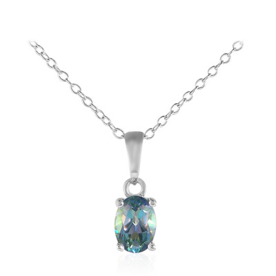 Collar en plata con Topacio místico verde azulado
