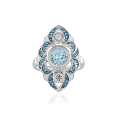 Anillo en plata con Topacio azul cielo (Adela Silber)