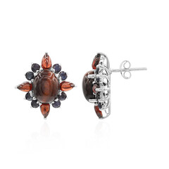 Pendientes en plata con Ojo de tigre rojo