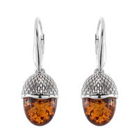 Pendientes en plata con Ámbar báltico cognac