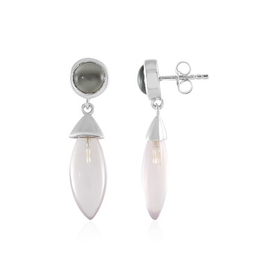 Pendientes en plata con Cuarzo rosa