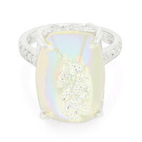 Anillo en plata con Cuarzo brillante de perla