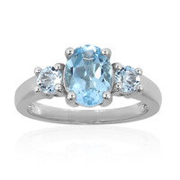 Anillo en plata con Topacio azul cielo