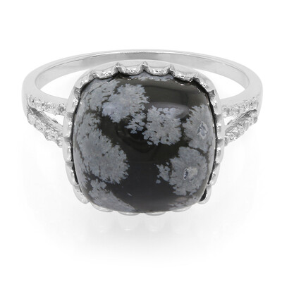Anillo en plata con Obsidiana Copo de Nieve