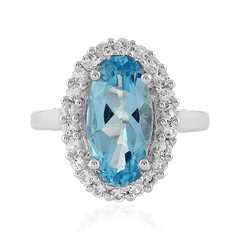 Anillo en plata con Topacio azul cielo