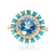 Anillo en oro con Topacio azul suizo (CIRARI)