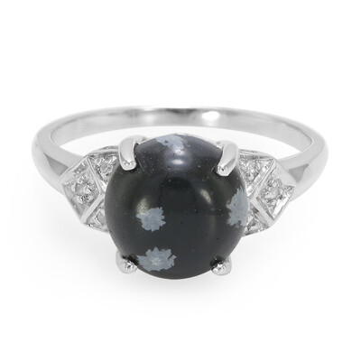Anillo en plata con Obsidiana Copo de Nieve