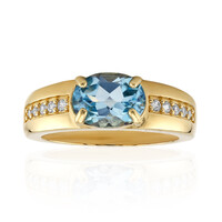 Anillo en plata con Topacio azul cielo