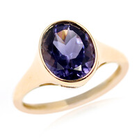 Anillo en oro con Cuarzo arándano