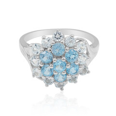 Anillo en plata con Topacio azul suizo