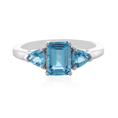 Anillo en plata con Topacio azul suizo