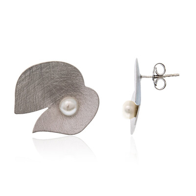 Pendientes en plata con Perla Freshwater (Joias do Paraíso)